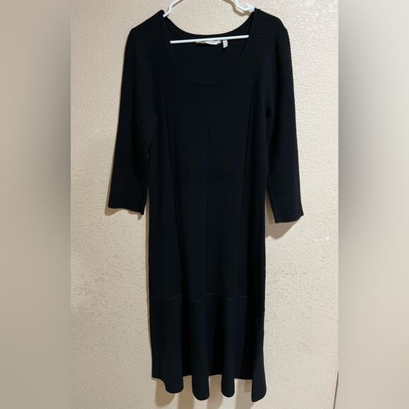 Soft surroundings Raffinato black knit midi dress TM tall medium (8-10)